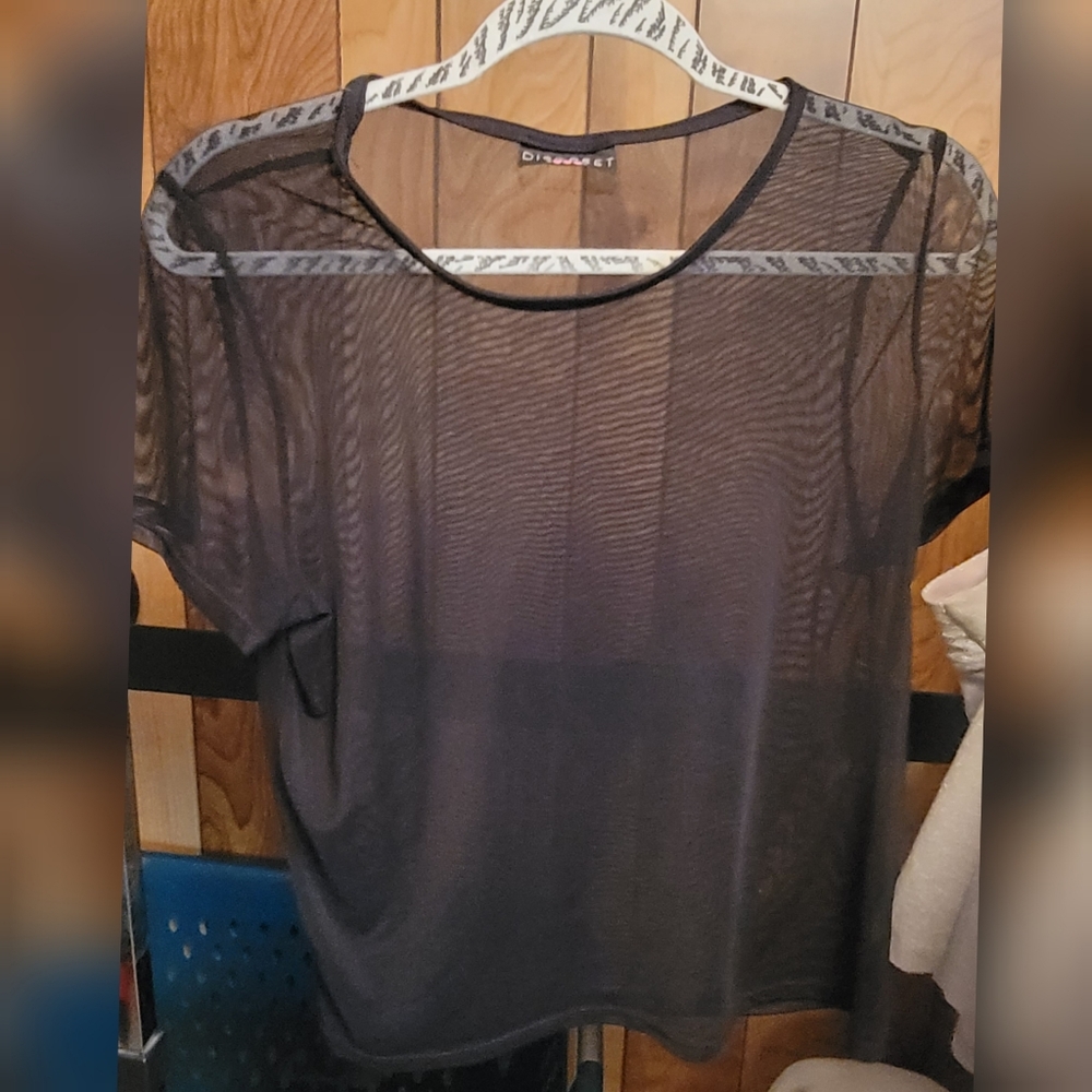 Mesh cropped top.